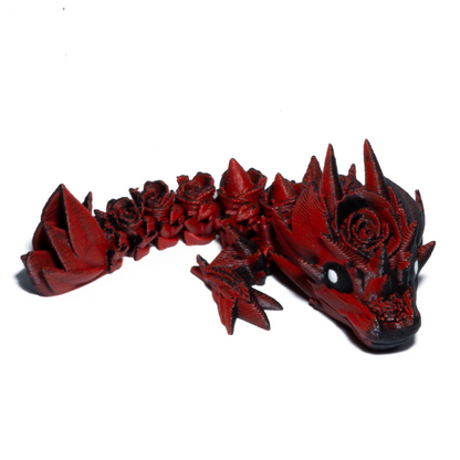 Flower Dragon keychain - Red-Black (Matte)