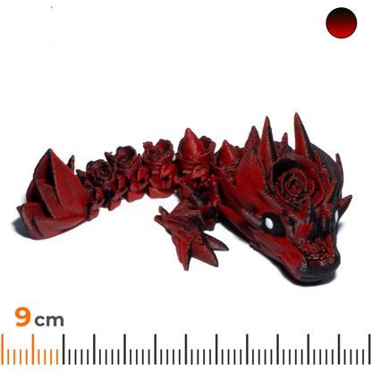 Flower Dragon keychain - Red-Black (Matte)