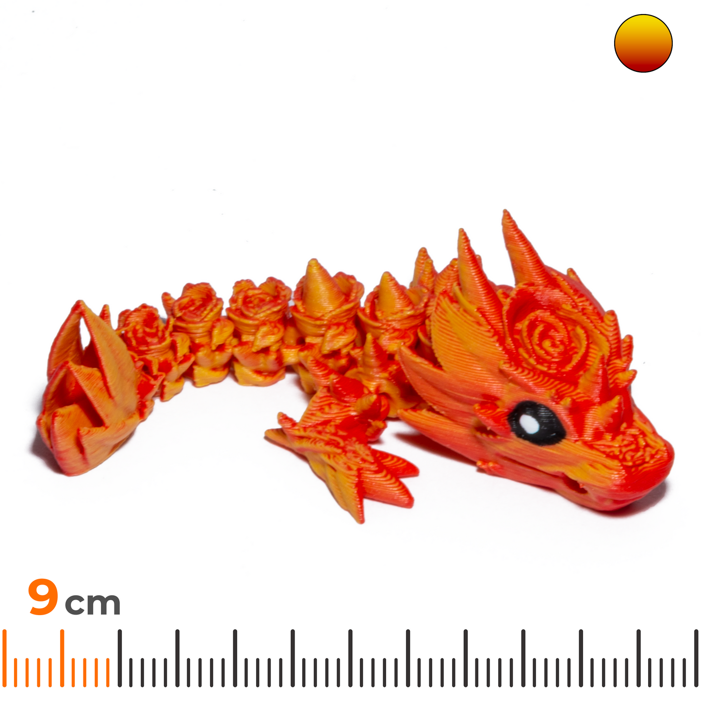 Flower Dragon keychain - Red-Yellow (Matte)