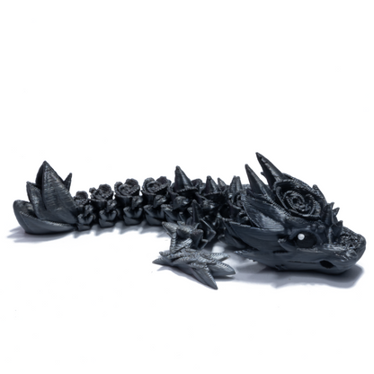 Flower dragon keychain - Black-white