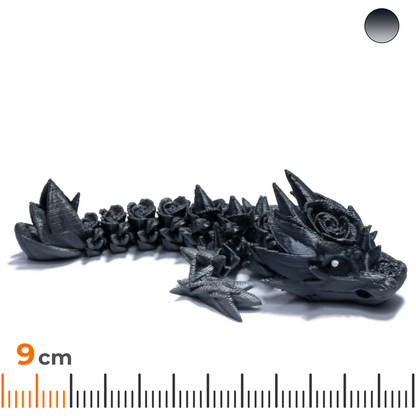 Flower dragon keychain - Black-white