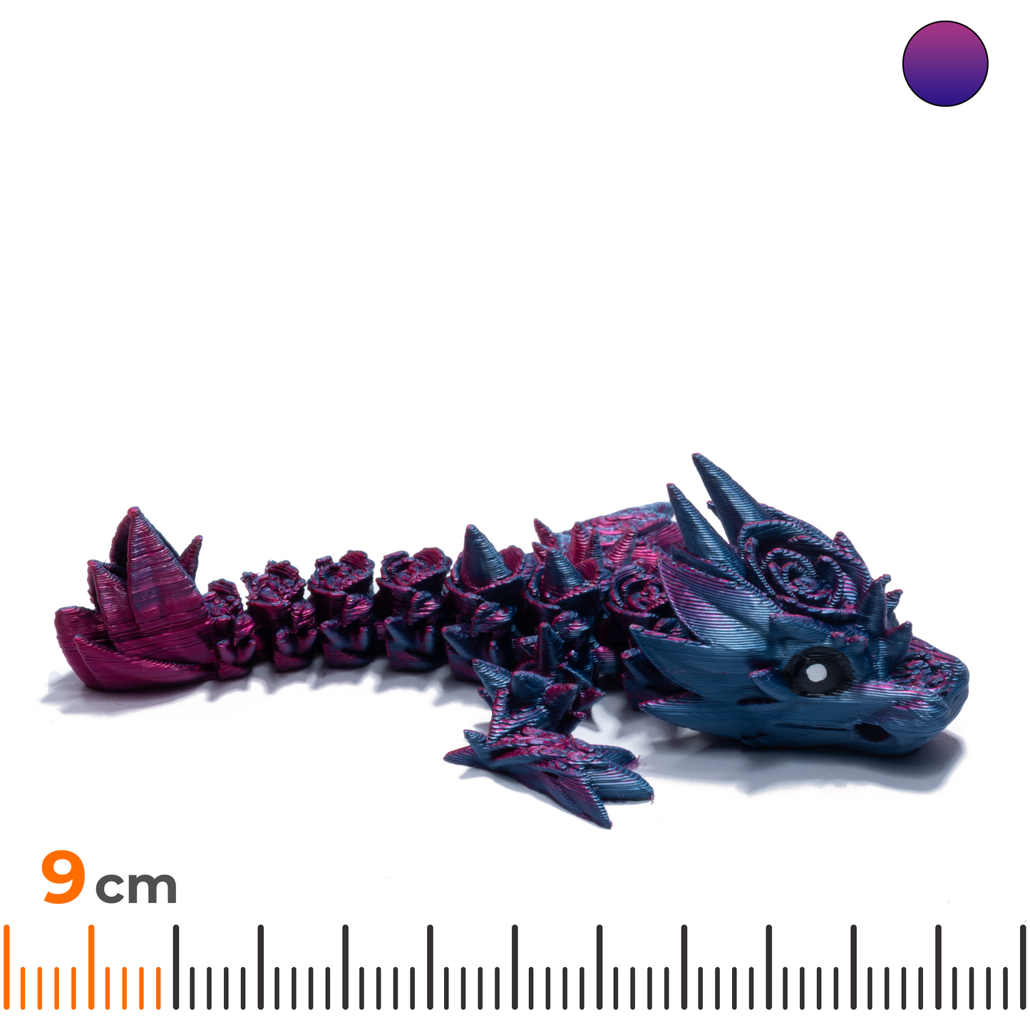 Floral dragon keychain - Purple-blue