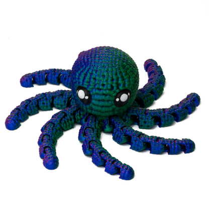 Knitted Octopus - Red-Green-Blue