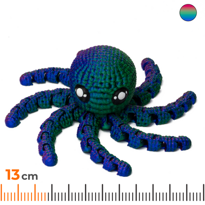 Knitted Octopus - Red-Green-Blue