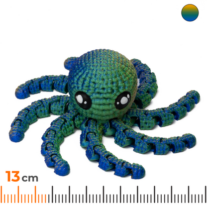 Knitted Octopus - Blue-Green-Orange