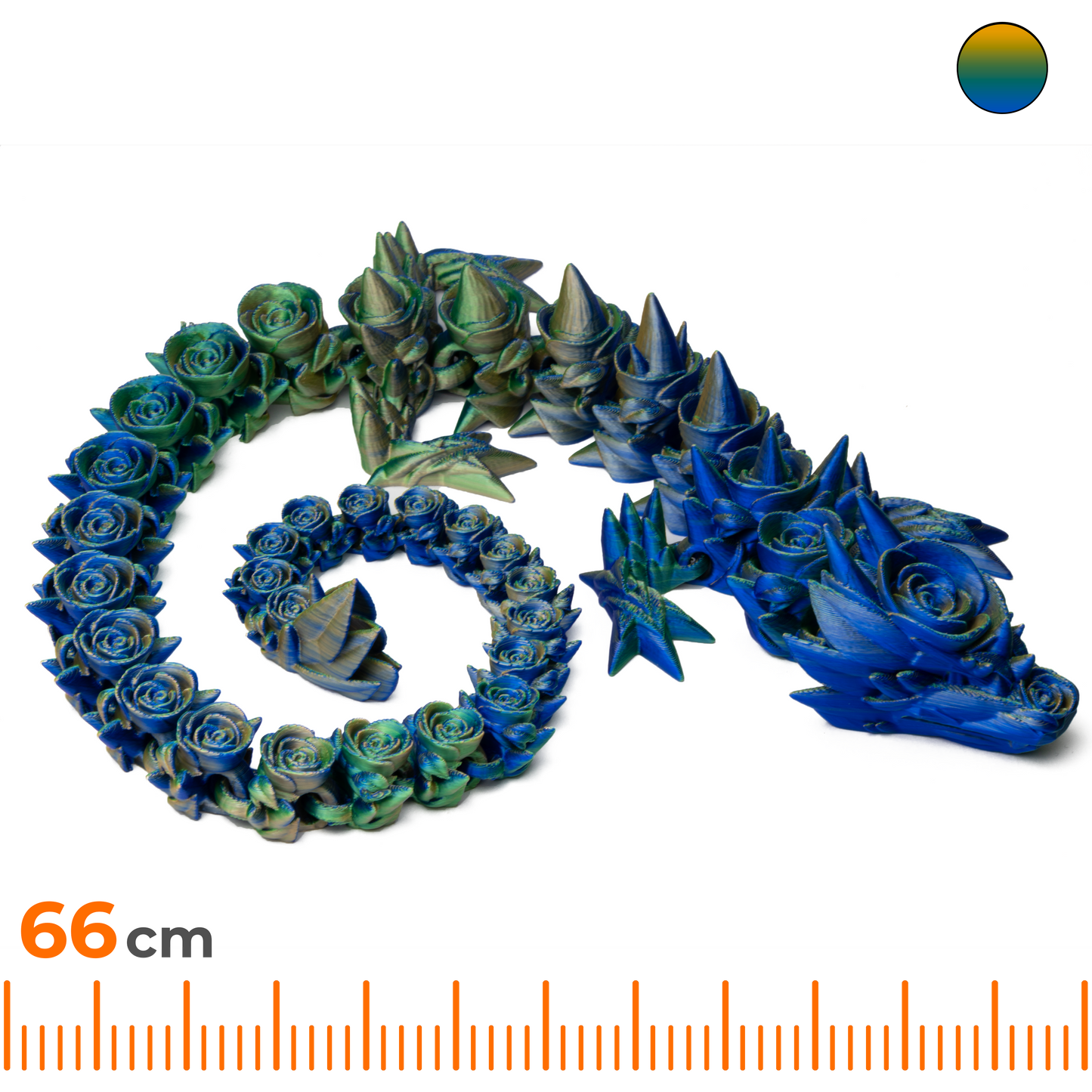 Flower Dragon Adult - Blue-Green-Orange